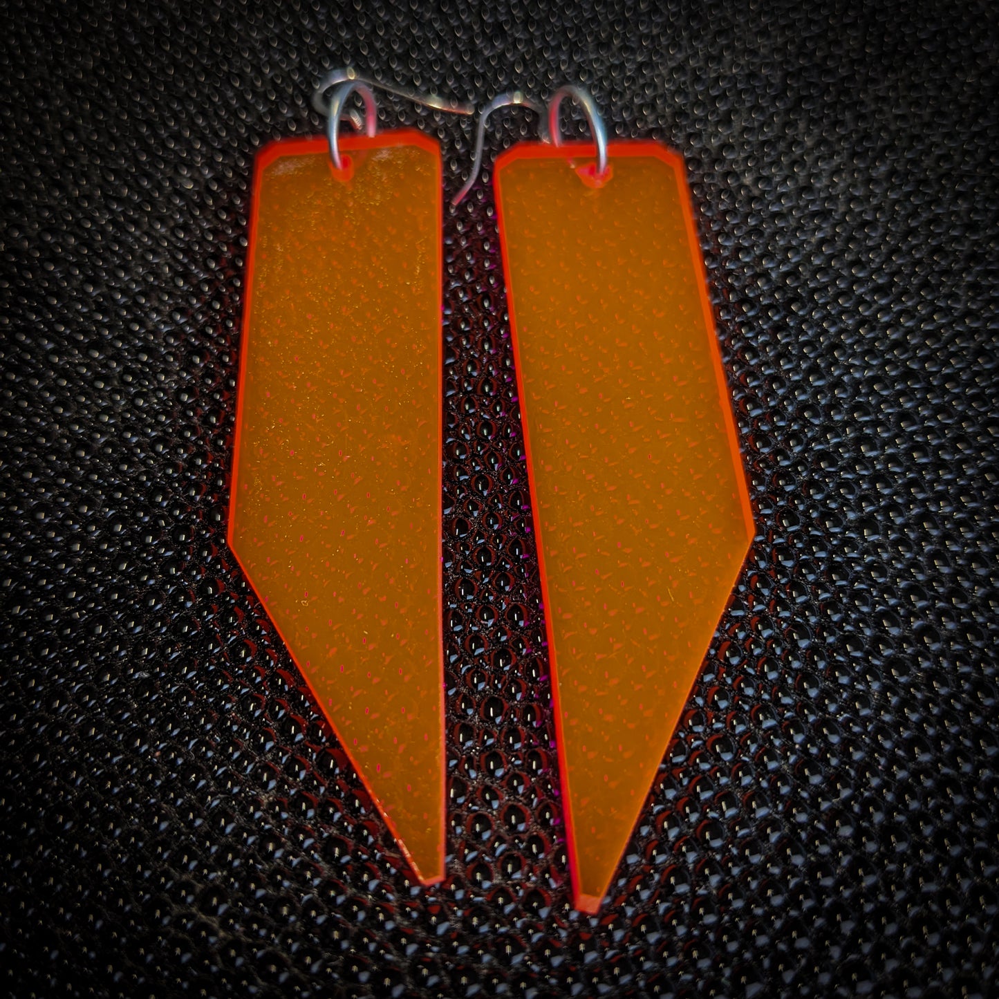 Neon Orange Shards Dangle Earrings