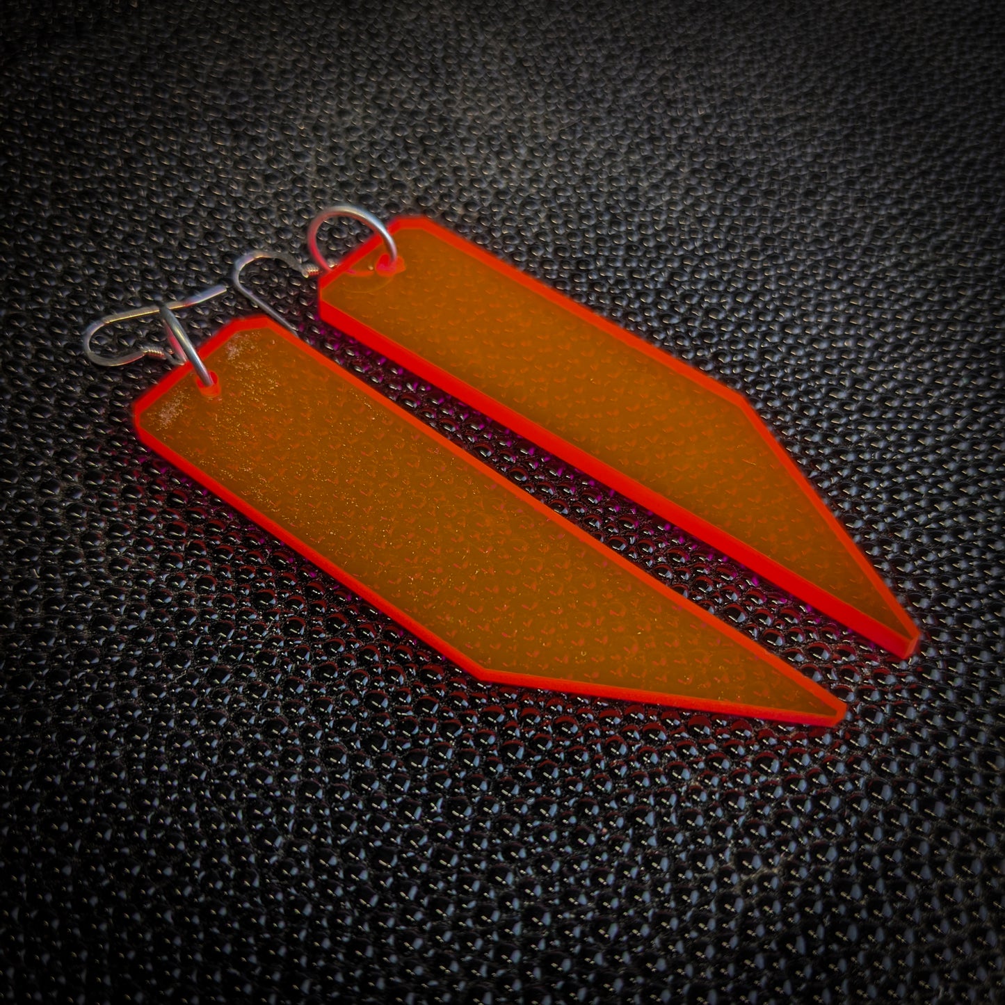 Neon Orange Shards Dangle Earrings