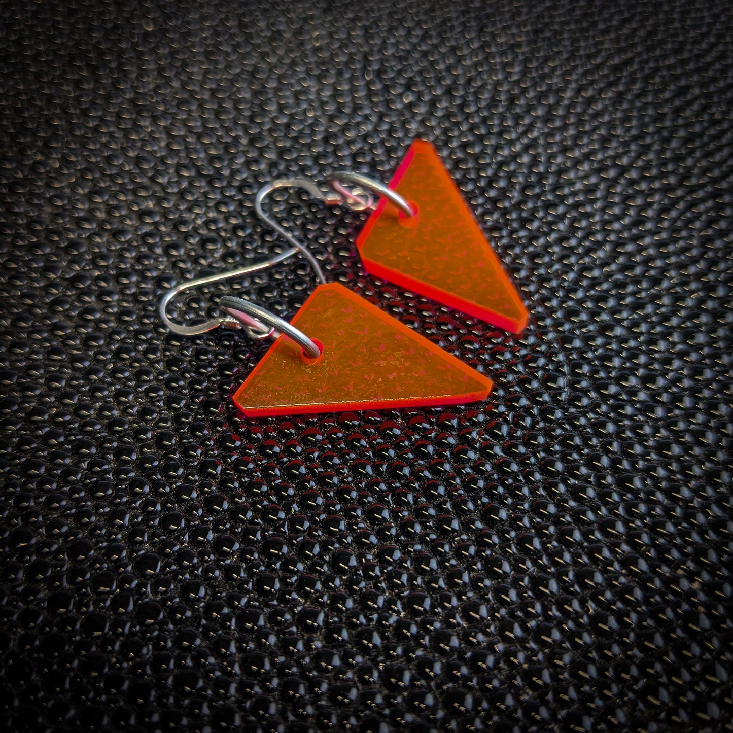 Small Neon Orange Triangles Dangle Earrings