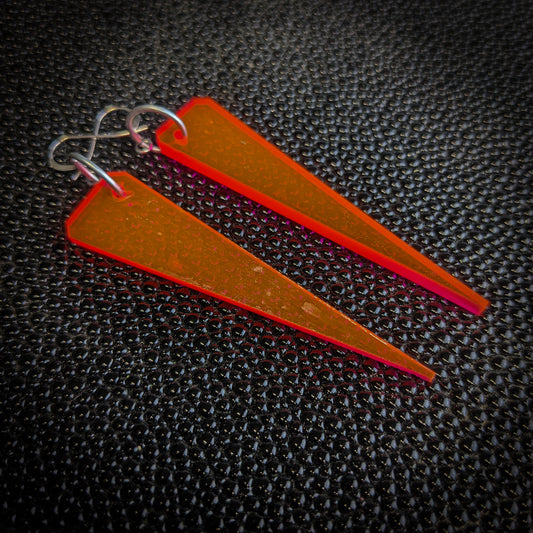 Neon Orange Narrow Triangle Dangle Earrings
