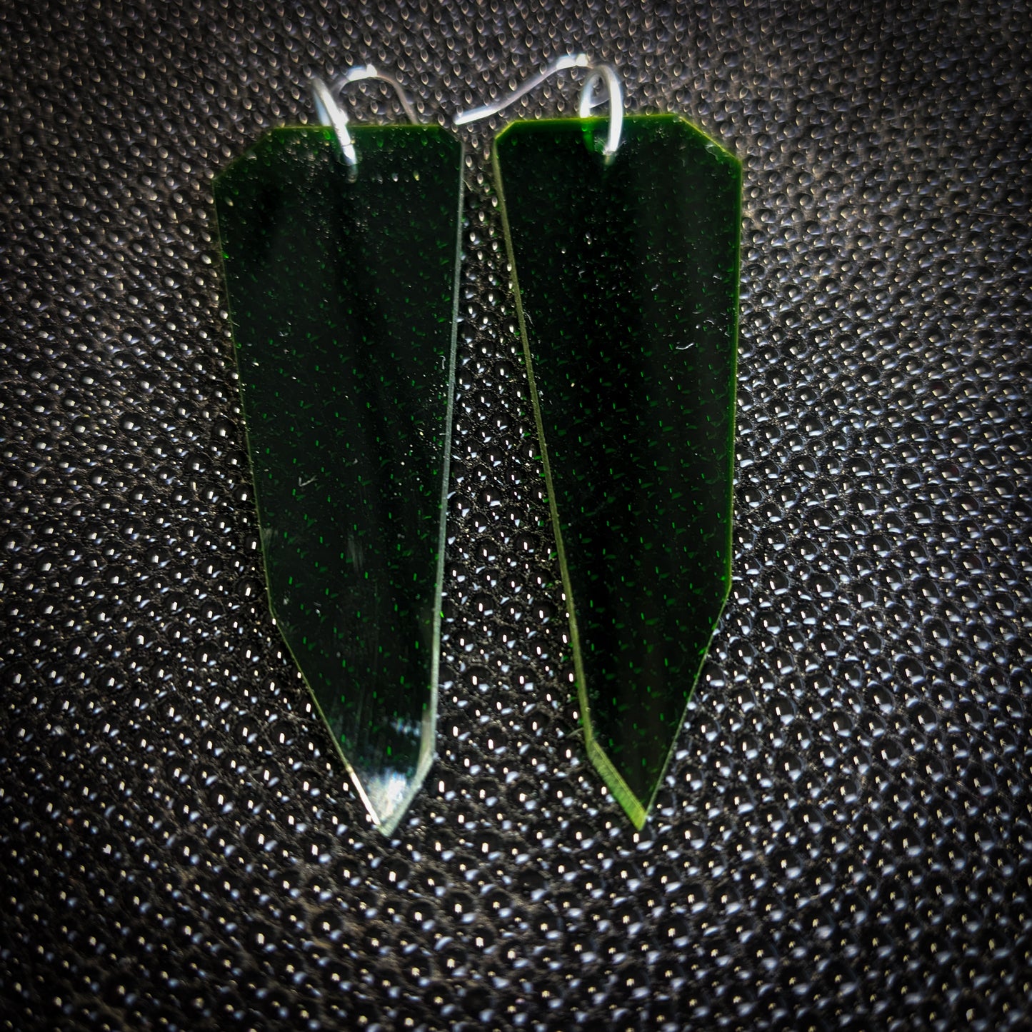 Dark Green Fang Dangle Earrings