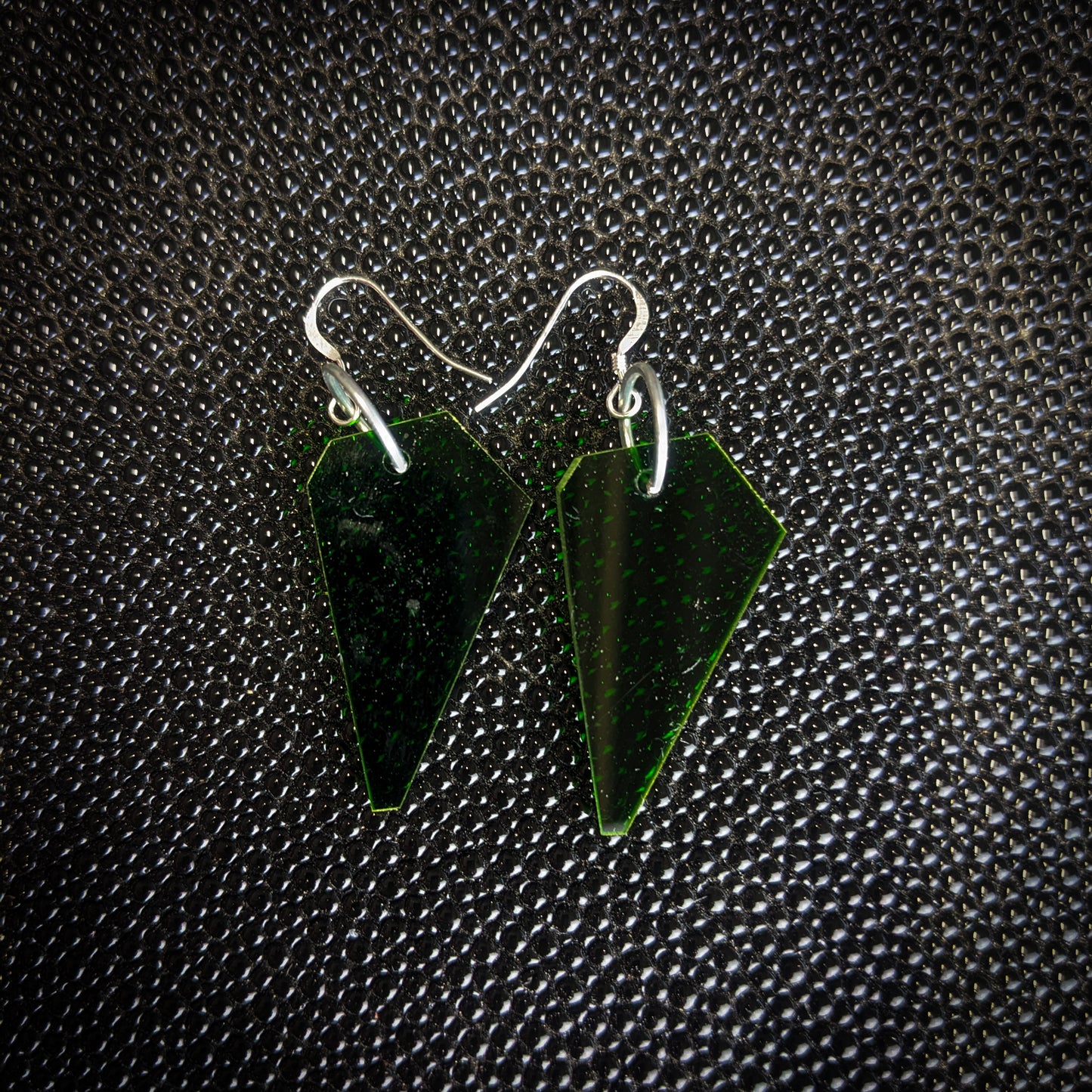 Dark Green Wing Dangle Earrings