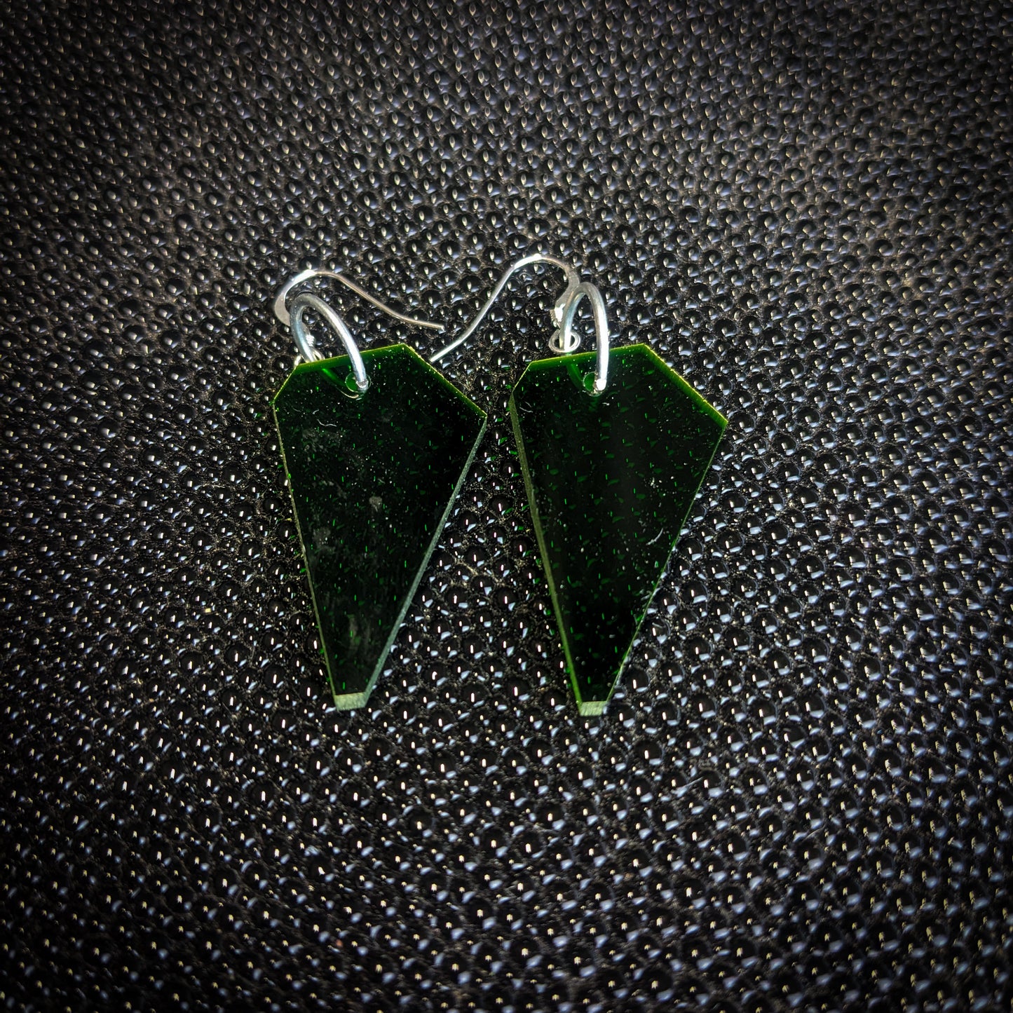 Dark Green Wing Dangle Earrings