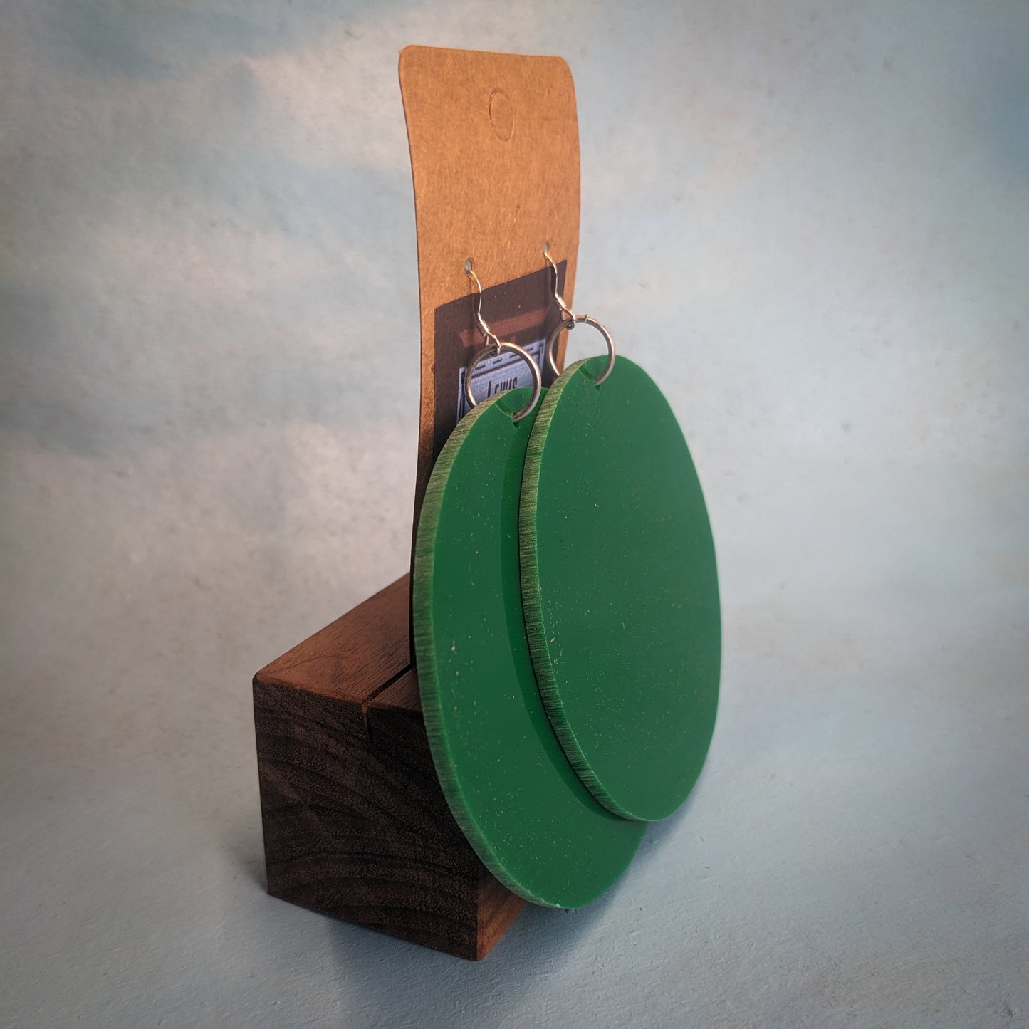 Big Green Circle Dangle Earrings