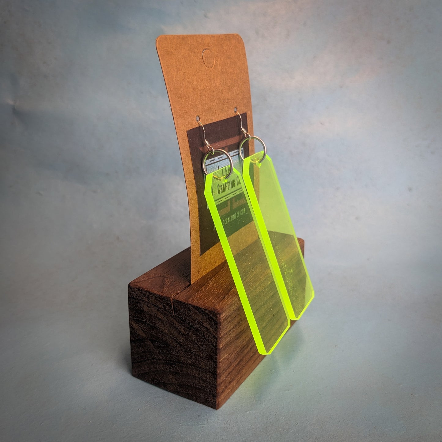Neon Green Tag Dangle Earrings